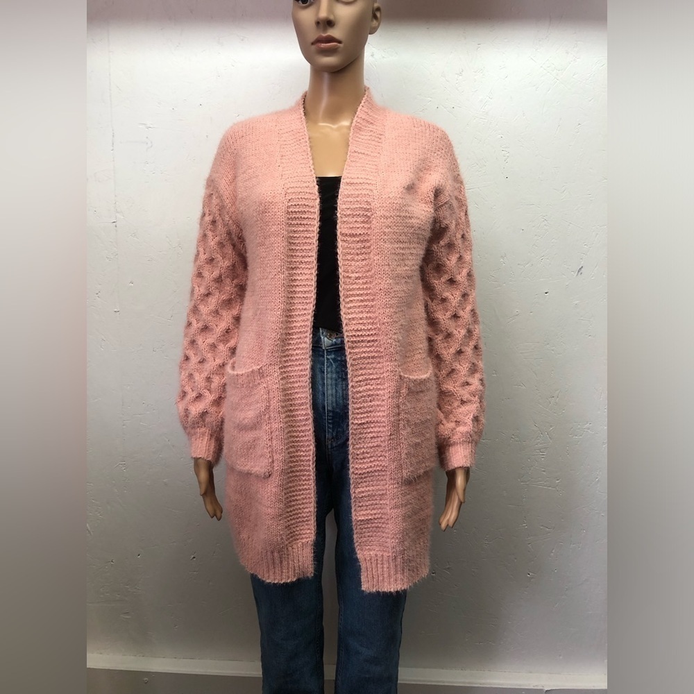 Esqualo dusty rose long open cardigan